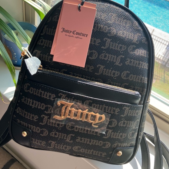 Juicy Couture Handbags - Juicy Couture Black Backpack with Gold Logo